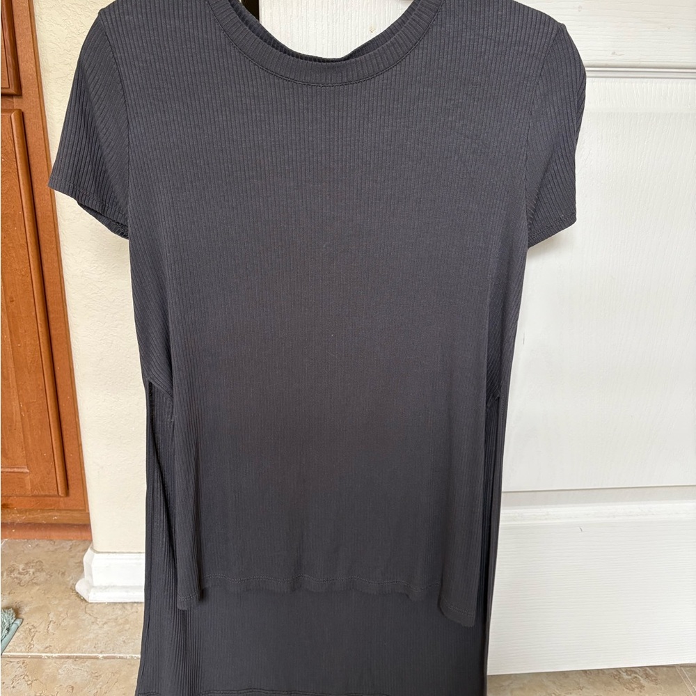 BP Gray Short Sleeve Ribbed Tunic tee